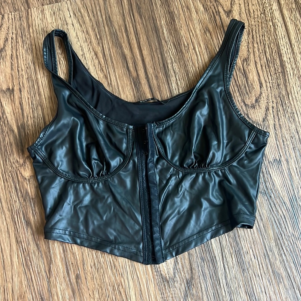 Faux Leather Corset Top
